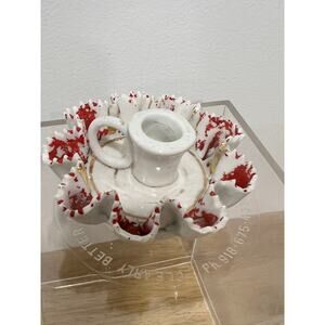 Vintage Small Ceramic Chamberstick or Candle Holder, Maker Unknown